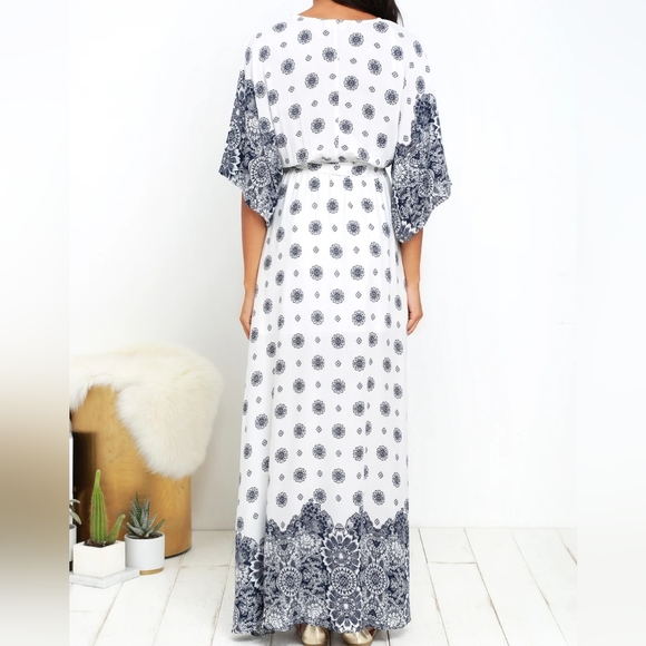 South of France Blue and Ivory Print Maxi Dress - Picture 2 of 16